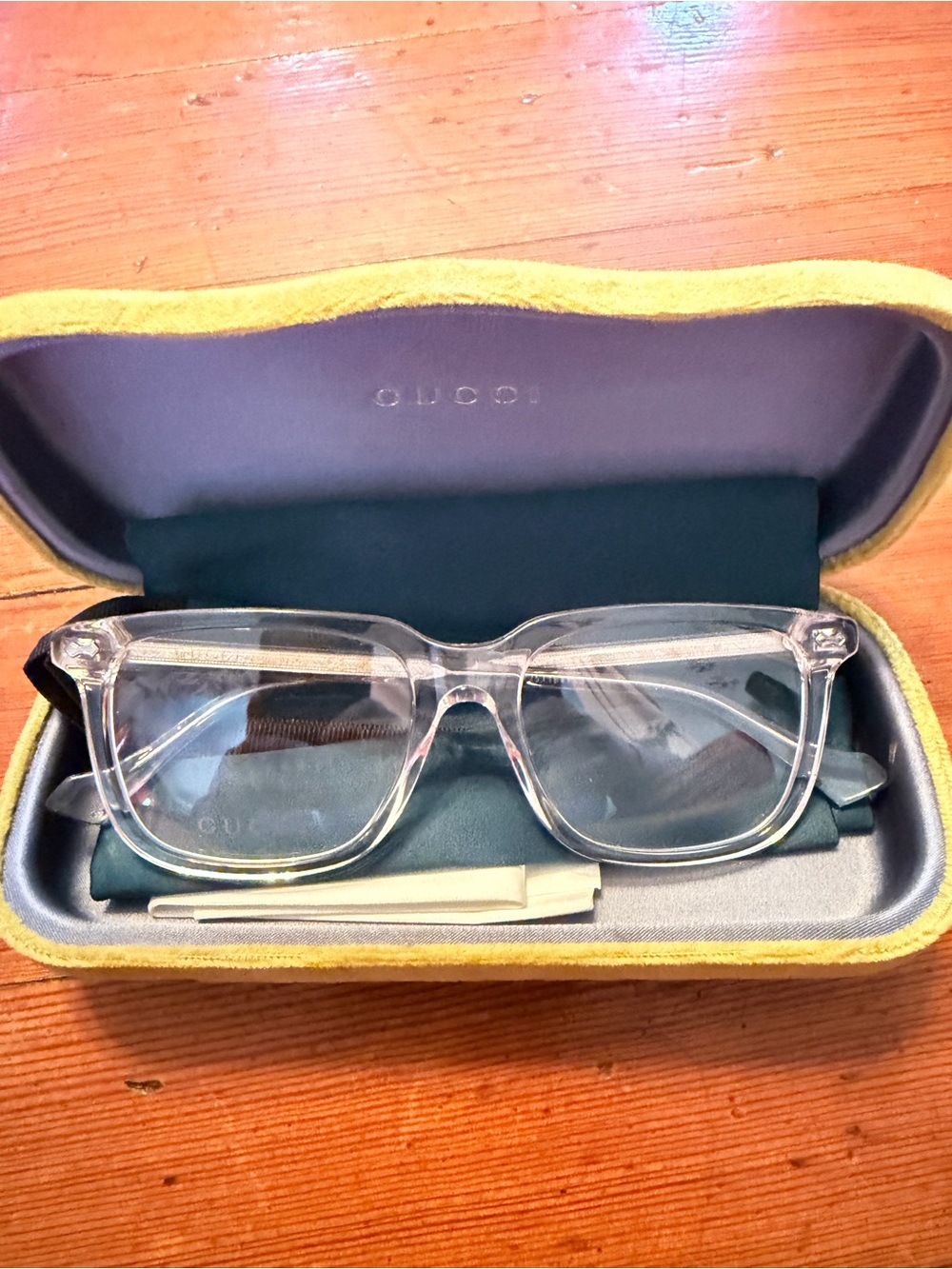 Gucci Transparent Square Blue Light Glasses - Clear - Picture 3 of 7